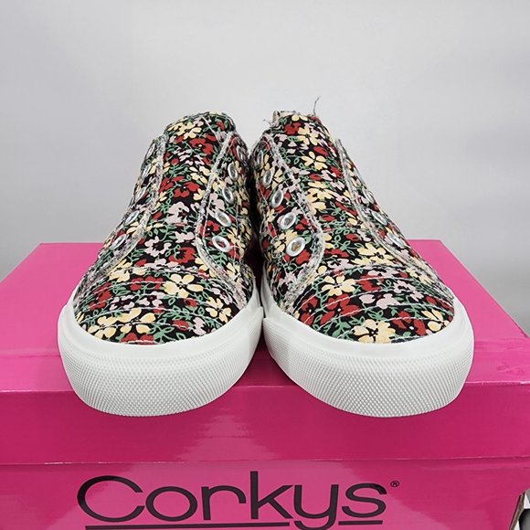 CORKYS Babalu Floral Print Slip On Sneakers Distressed Tennis Shoes 6-11 NWT - Picture 6 of 10
